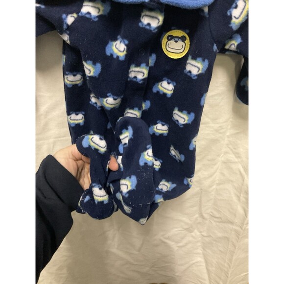 Boys Infant Fleece Button Up Footed Sleeper 3-6 Months Blue Dog - Picture 3 of 4